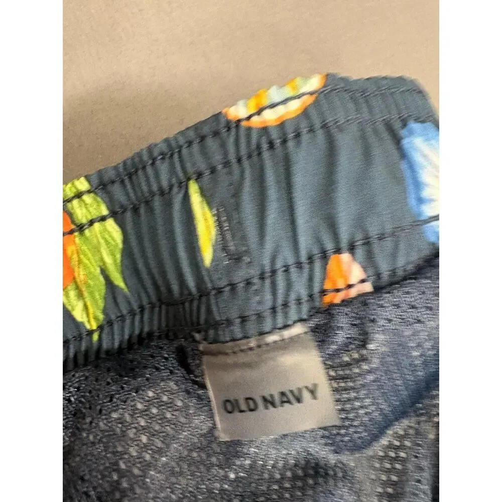 MENS OLD NAVY SWIM TRUNKS Shorts Draw String lined Medium BLUE Vacation Vibes